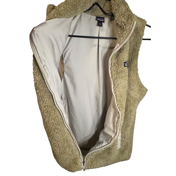Patagonia Vest Women’s Medium Tan Los Gatos Sherpa Fleece Pockets Full Zip - Picture 4 of 9
